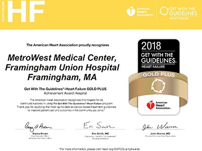 AHA Heart Failure Gold Plus Award certificate