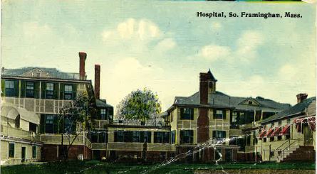 Historic Framingham Union Hospital campus postcard