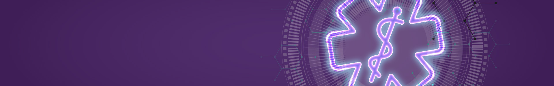 Neon medical symbol on purple background